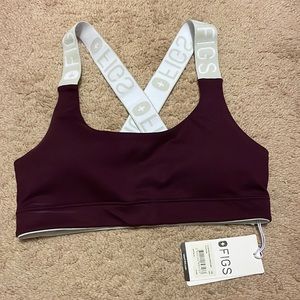 New maroon figs sports bra
